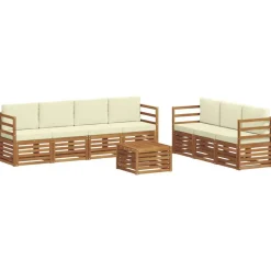 vidaXL Ensembles de canapés avec coussin 8 pcs Naturel et Crème
