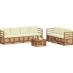 vidaXL Ensembles de canapés avec coussin 8 pcs Naturel et Crème