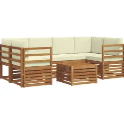Ensembles De Meubles-vidaXL Ensembles de canapés avec coussin 7 pcs Naturel et Crème Naturel et crème