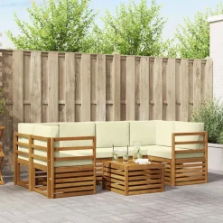 Ensembles De Meubles-vidaXL Ensembles de canapés avec coussin 7 pcs Naturel et Crème Naturel et cr&egrave;me