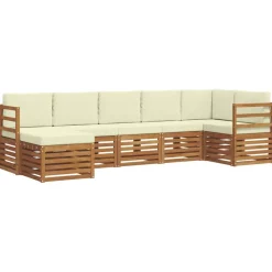 vidaXL Ensembles de canapés avec coussin 7 pcs Naturel et Crème