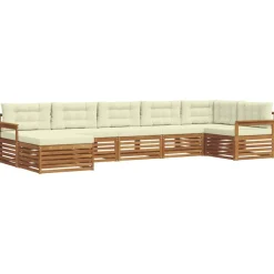 vidaXL Ensembles de canapés avec coussin 7 pcs Naturel et Crème