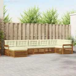 vidaXL Ensembles de canapés avec coussin 7 pcs Naturel et Crème