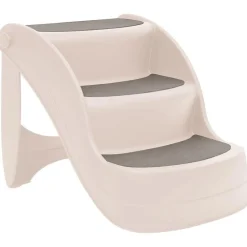Articles Pour Animaux De Compagnie-vidaXL Escalier pliable 3 marches pour chien Crème 50x38x38 cm Cr&egrave;me
