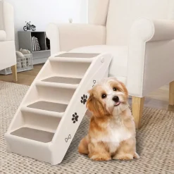 vidaXL Escaliers pliables pour chiens Crème 62x40x49,5 cm