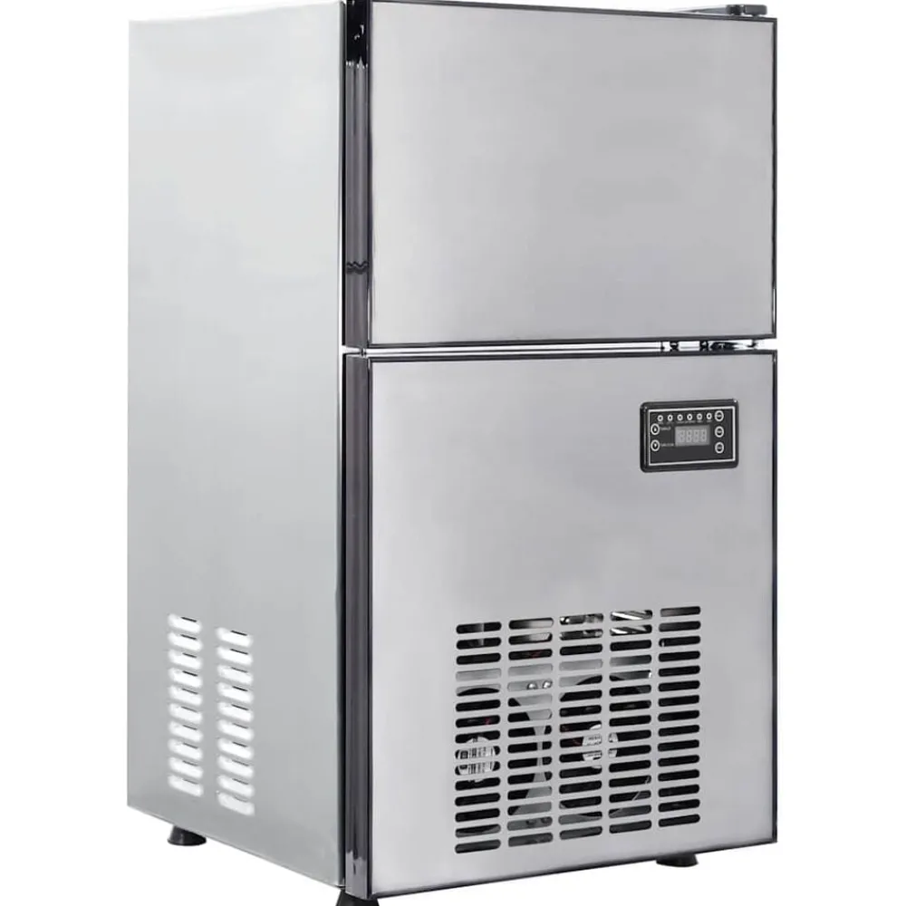 vidaXL Fabricant de cubes de glace avec porte Argenté 43 x 40 x 71 cm