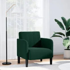 Fauteuils Et Chaises-vidaXL Fauteuil avec accoudoirs 54 cm velours Vert foncé