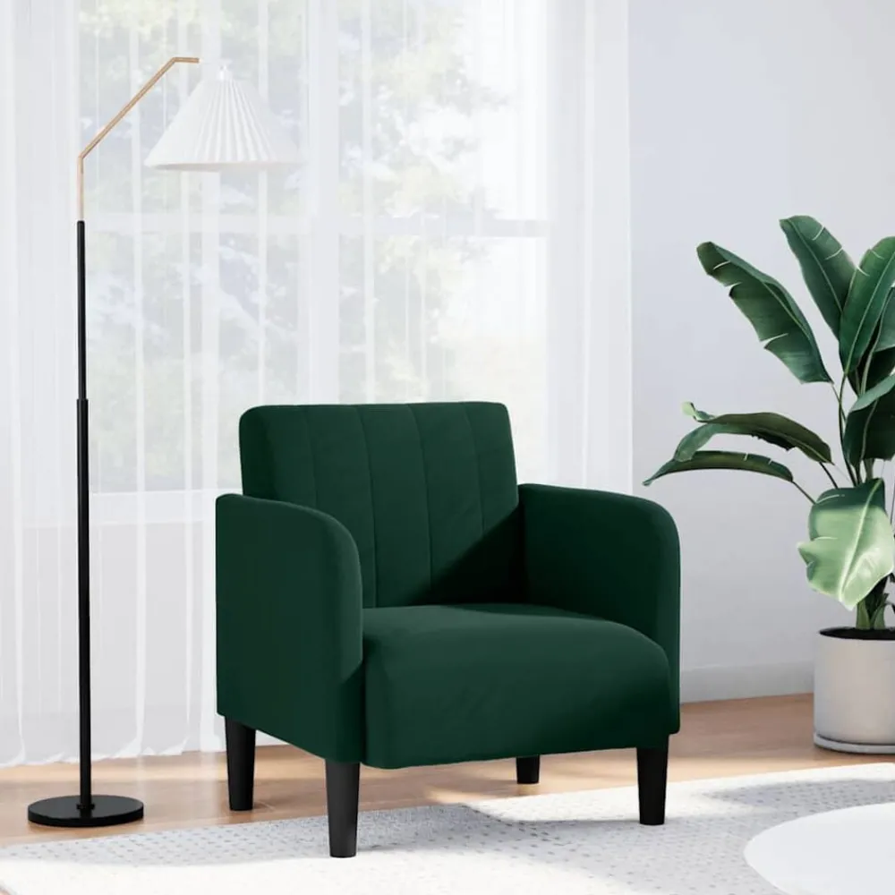 Fauteuils Et Chaises-vidaXL Fauteuil avec accoudoirs 54 cm velours Vert foncé