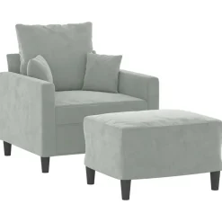 Canapés-vidaXL Fauteuil avec repose-pied Bleu 60 cm Velours