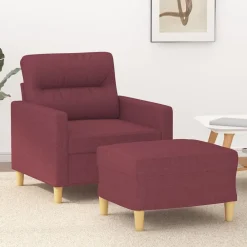 Canapés-vidaXL Fauteuil avec repose-pied 60 cm Tissu Rouge bordeaux
