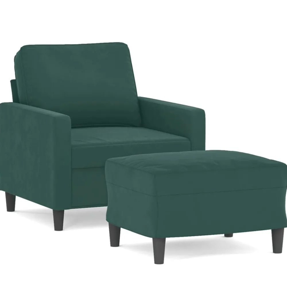 Canapés-vidaXL Fauteuil avec repose-pied 60 cm Velours Vert foncé