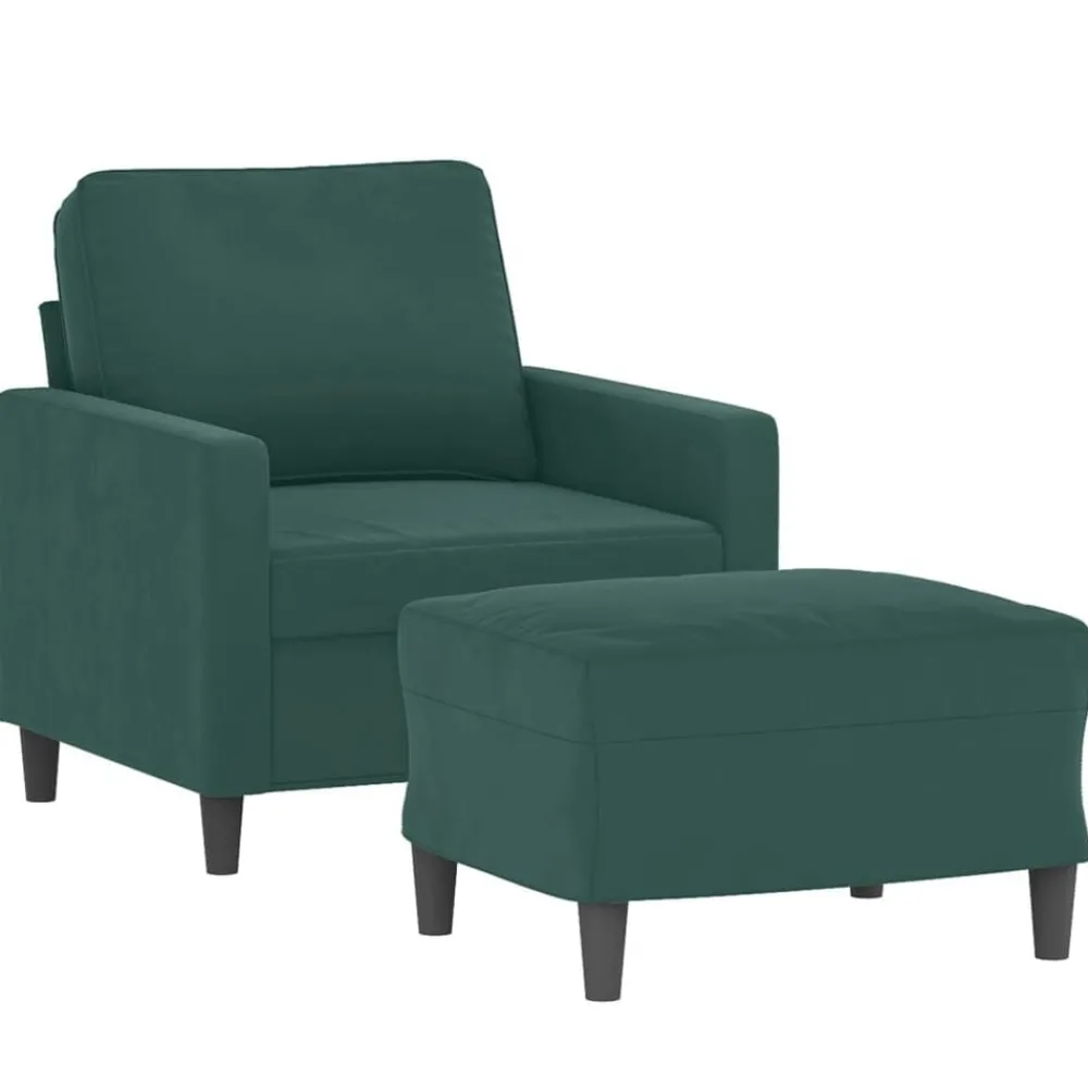 Canapés-vidaXL Fauteuil avec repose-pied 60 cm Velours Vert foncé