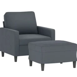 Canapés-vidaXL Fauteuil avec repose-pied 60 cm Velours Gris foncé