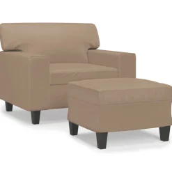 Canapés-vidaXL Fauteuil avec repose-pied 60 cm Similicuir Cappuccino