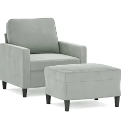 Canapés-vidaXL Fauteuil avec repose-pied 60 cm Velours Gris clair