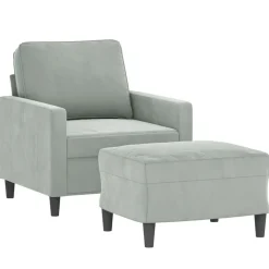Canapés-vidaXL Fauteuil avec repose-pied 60 cm Velours Gris clair