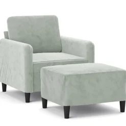 Canapés-vidaXL Fauteuil avec repose-pied Rose 60 cm Velours