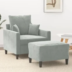 vidaXL Fauteuil avec repose-pied Noir 60 cm Velours