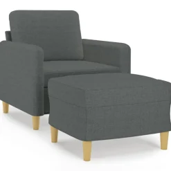 Canapés-vidaXL Fauteuil avec repose-pied 60 cm Tissu Gris foncé
