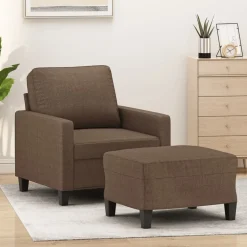 Canapés-vidaXL Fauteuil avec repose-pied 60 cm Tissu Marron