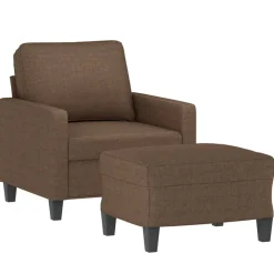 Canapés-vidaXL Fauteuil avec repose-pied 60 cm Tissu Marron