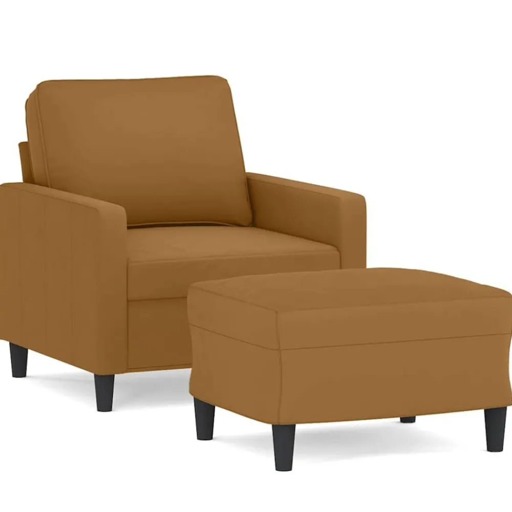 vidaXL Fauteuil avec repose-pied Marron 60 cm Velours