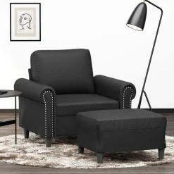 vidaXL Fauteuil avec repose-pied 60 cm Similicuir