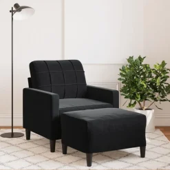 vidaXL Fauteuil avec repose-pied 60 cm Velours