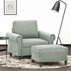Canapés-vidaXL Fauteuil avec repose-pied jaune 60 cm velours