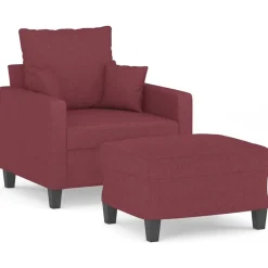 Canapés-vidaXL Fauteuil avec repose-pied 60 cm Tissu Rouge bordeaux