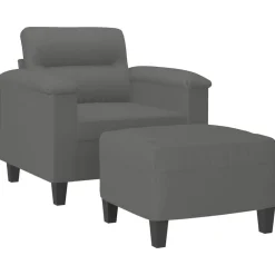 vidaXL Fauteuil avec repose-pied 60 cm Tissu microfibre