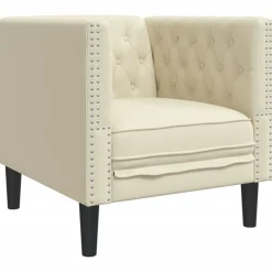 Canapés-vidaXL Fauteuil Chesterfield crème similicuir Cr&egrave;me
