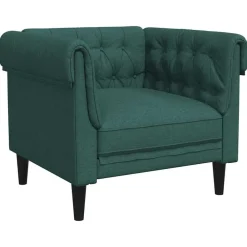 Accessoires Pour Canapés|Canapés-vidaXL Fauteuil Chesterfield tissu Vert foncé
