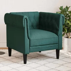 Accessoires Pour Canapés|Canapés-vidaXL Fauteuil Chesterfield tissu Vert foncé