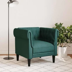 Accessoires Pour Canapés|Canapés-vidaXL Fauteuil Chesterfield tissu Vert foncé