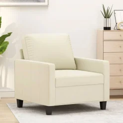 Accessoires Pour Canapés|Canapés-vidaXL Fauteuil Crème 60 cm Similicuir Cr&egrave;me