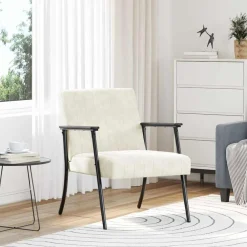 Fauteuils Et Chaises-vidaXL fauteuil Crème 59 x 75 x 78 cm Velours Cr&egrave;me