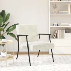 Fauteuils Et Chaises-vidaXL fauteuil Crème 59 x 75 x 78 cm Velours Cr&egrave;me
