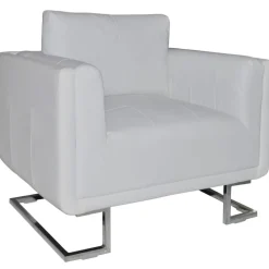 Fauteuils Et Chaises-vidaXL Fauteuil cube avec pieds chromés Similicuir Blanc