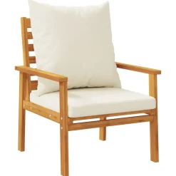 Mobilier De Jardin-vidaXL Fauteuil de jardin lot de 2 avec coussin bois massif d'acacia Marron et crème