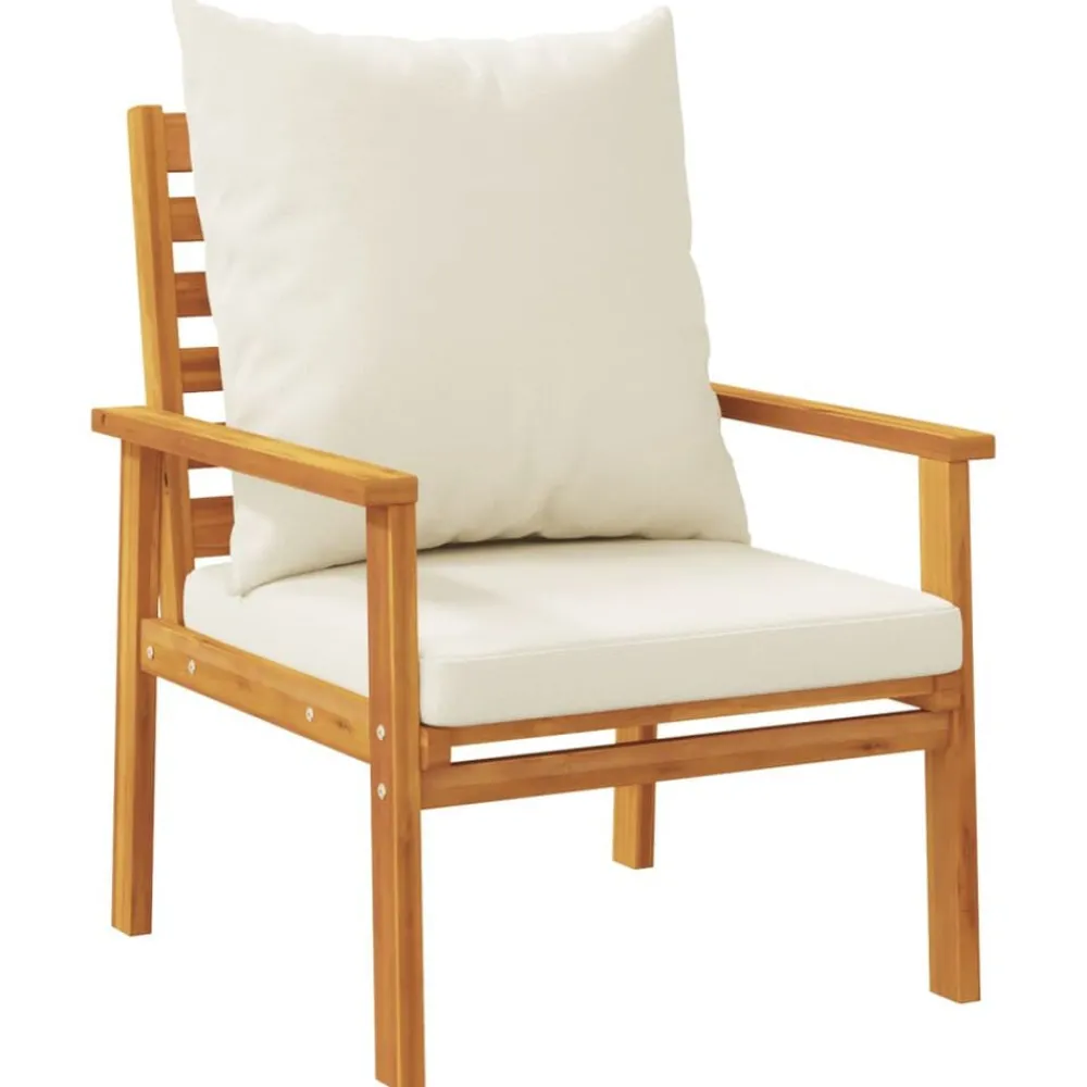 Mobilier De Jardin-vidaXL Fauteuil de jardin lot de 2 avec coussin bois massif d'acacia Marron et crème