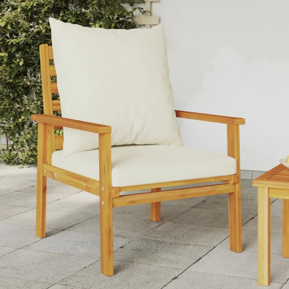 Mobilier De Jardin-vidaXL Fauteuil de jardin lot de 2 avec coussin bois massif d'acacia Marron et crème