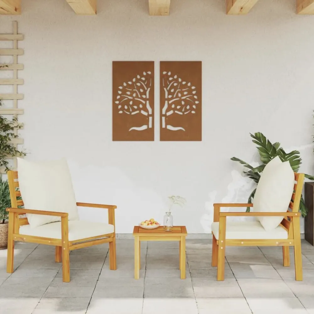 Mobilier De Jardin-vidaXL Fauteuil de jardin lot de 2 avec coussin bois massif d'acacia Marron et crème