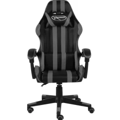 Meubles De Bureau-vidaXL Fauteuil de jeux vidéo Noir et Similicuir Gris