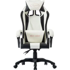 Meubles De Bureau-vidaXL Fauteuil de jeux vidéo Blanc Similicuir Noir