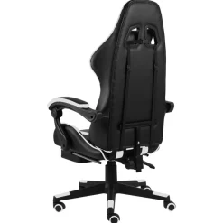 vidaXL Fauteuil de jeux vidéo et repose-pied Noir et Similicuir