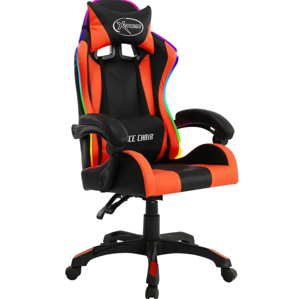 vidaXL Fauteuil de jeux vidéo avec LED RVB Similicuir