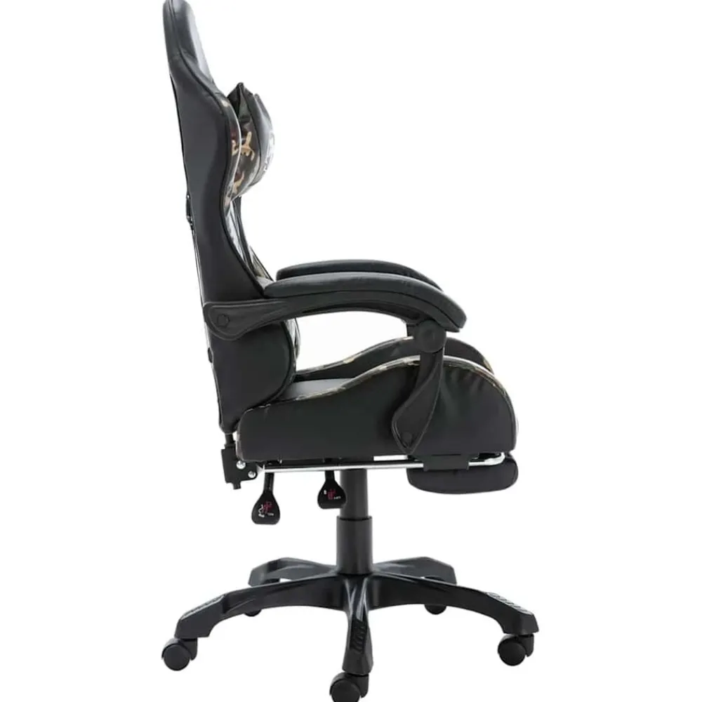 Meubles De Bureau-vidaXL Fauteuil de jeux vidéo repose-pied Noir/camouflage Similicuir