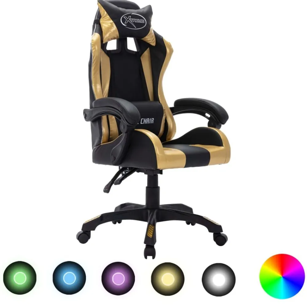 vidaXL Fauteuil de jeux vidéo avec LED RVB Similicuir