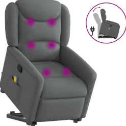 Fauteuils Et Chaises-vidaXL Fauteuil de massage inclinable Tissu Gris foncé